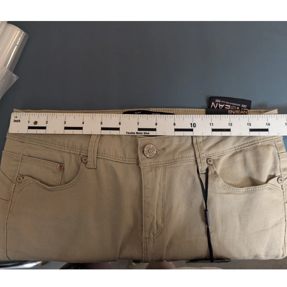 NWT Enjean Push Up Ankle Skinny Pants Womens 9 Khaki Tan Mid Rise Stretch